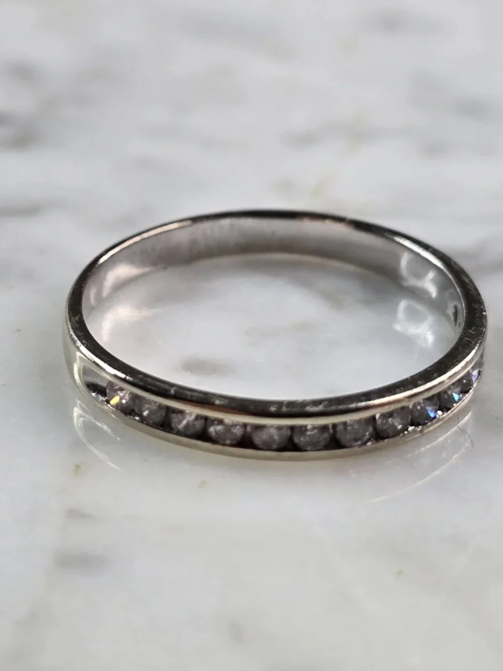 Womens Vintage Estate 10K White Gold Diamond Ring 2.5g #E5189